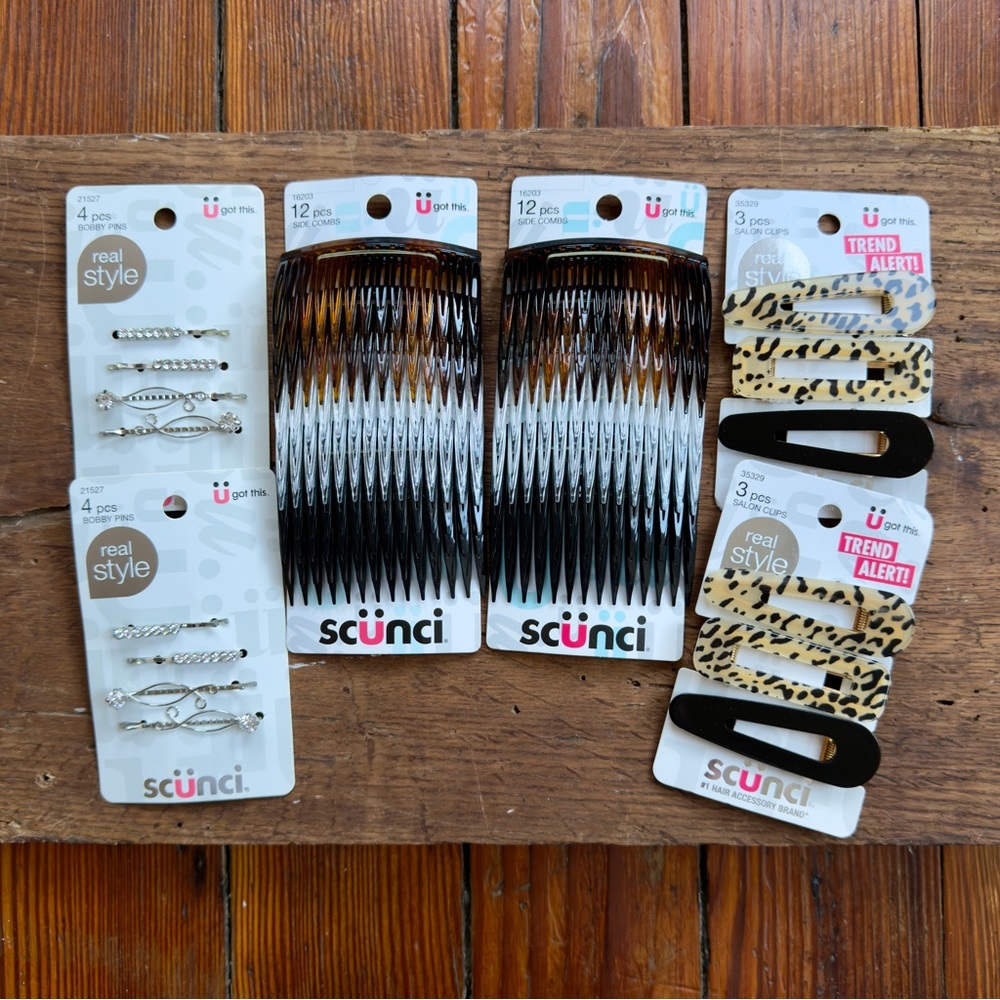 NWT Scünci 6 pack lot side combs Bobby pins salon clips 38pcs